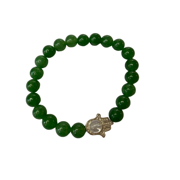 pulseira quatzo verde pingente hamsa